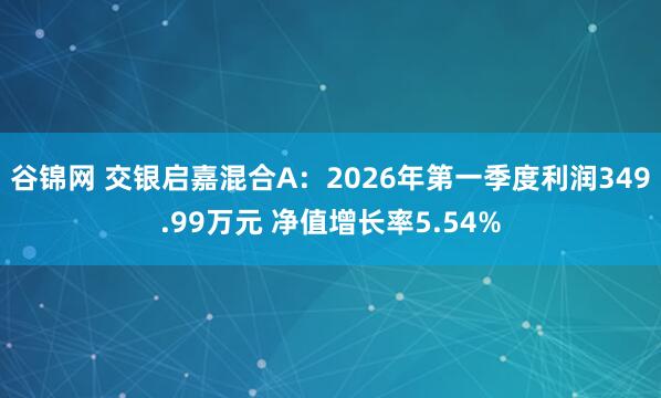 谷锦网 交银启嘉混合A：2026年第一季度利润349.99万元 净值增长率5.54%